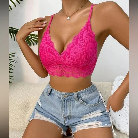 Boho floral lace scallop hem bralette - Picture 15 of 16